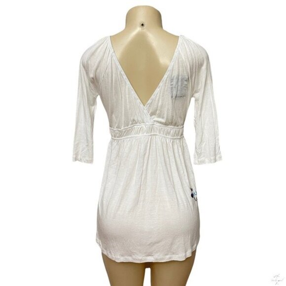 LIVE WITH LOVE Y2K BOHO Floral Hipster Embroidered White Long‎ Top - Picture 3 of 8